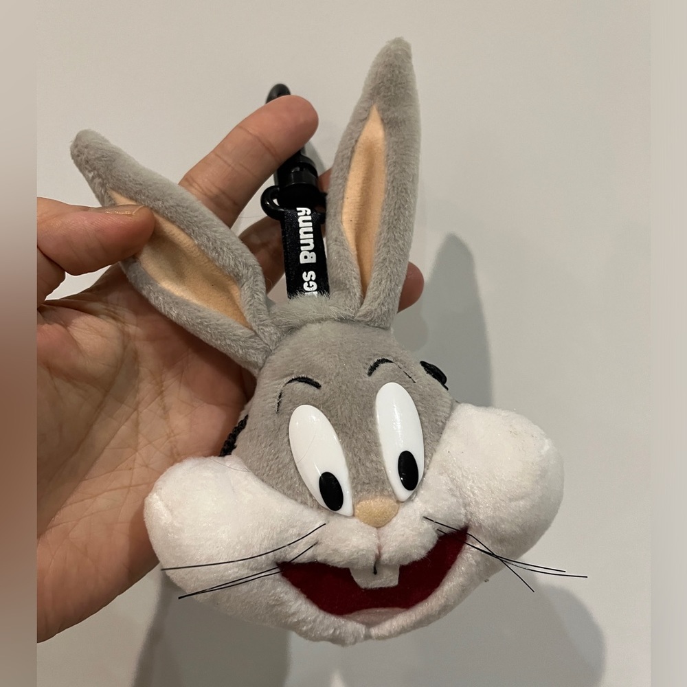 BUGS BUNNY Plush Toy Bag Charm Wallet Purse Book Clip On Looney Tunes Rabbit Fun